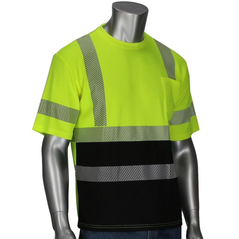 CLASS 3 SEGMENTED BLACK BOTTOM T-SHIRT - Hi-Vis Apparel